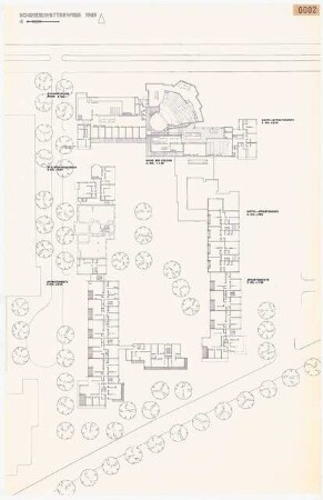 Neuordnung des Diplomatenviertels, Berlin-Tiergarten Schinkelwettbewerb 1966: Grundriss 2. Obergeschoss