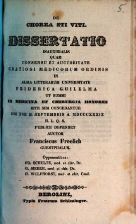 De chorea Sti. Viti : Diss. inaug.