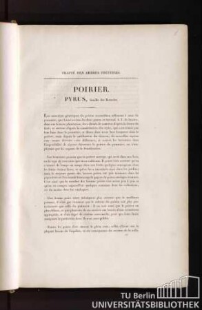 Traité des arbres fruitiers. Poirier. Pyrus, famille des Rosacées.