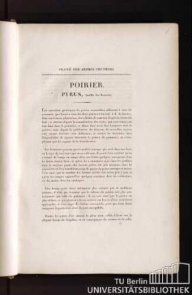 Traité des arbres fruitiers. Poirier. Pyrus, famille des Rosacées.