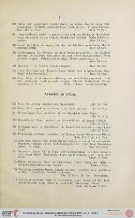 Arbeiten in Email, Elfenbein, Glas, Glasmalerei (Nr. 307-392)