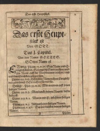 Das erste Heuptstück ist Von Gott.