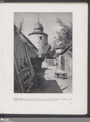 Sommerhausen. Stadtmauer mit dem Dicken Turm an der Südostecke der Befestigung (erste Hälfte des 16. Jahrhunderts)