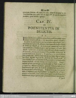 Cap. IV. De Poenitentia In Delictis
