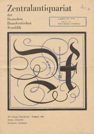 Nr. 1114: Varia Verlagsneue Literatur