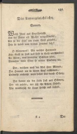 Die Unvergleichliche. Sonnett