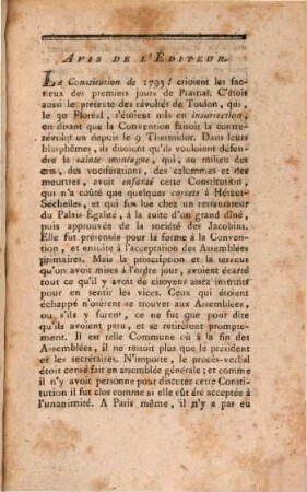 Examen critique de la Constitution de 1793