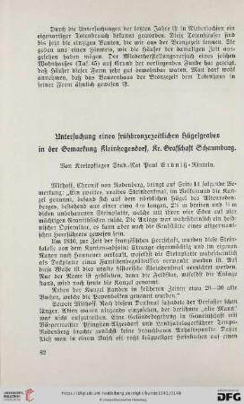 9: Untersuchung eines frühbronzezeitlichen Hügelgrabes in der Gemarkung Kleinhegesdorf, Kr. Grafschaft Schaumburg