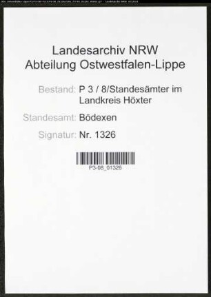 Heiratsregister Standesamt Bödexen