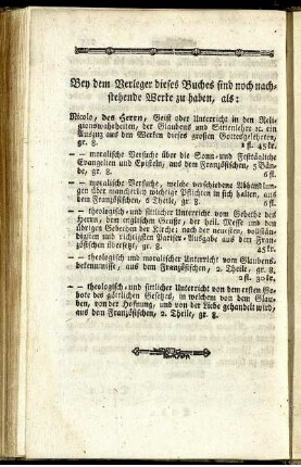Bey dem Verleger dieses Buches sind noch nachstehende Werke zu haben