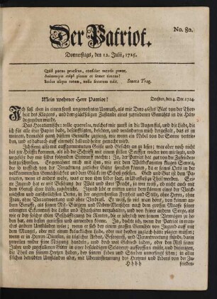 No. 80. Donnerstags, den 12. Julii, 1725