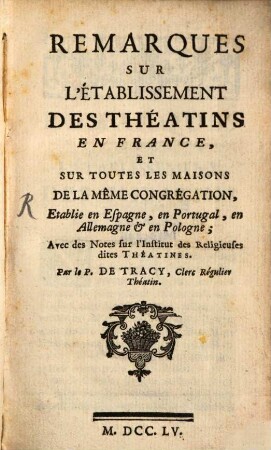 Remarques sur l'établissement des Théatins en France