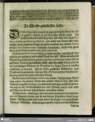 In Christo geliebtester Leser
