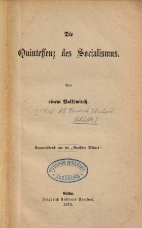 Die Quintessenz des Socialismus
