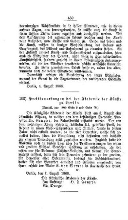 Preisbewerbungen bei der Akademie der Künste zu Berlin : [I. Akademien und Universitäten]