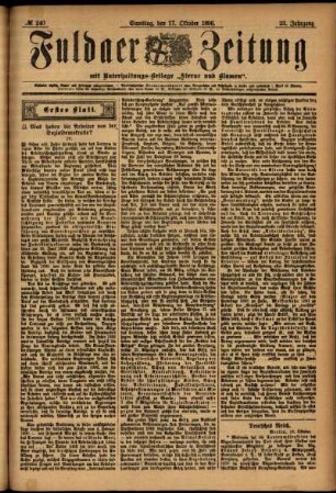 Erste Ausgabe vom Samstag, den 17. Oktober 1896.