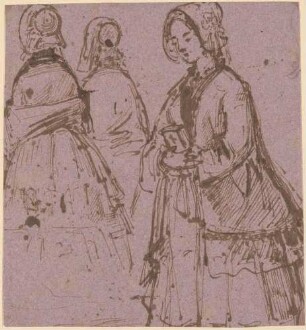 Drei Damen auf dem Kirchgang