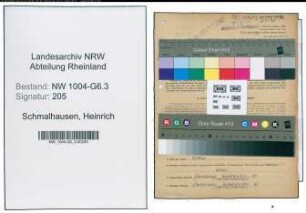 Entnazifizierung Heinrich Schmalhausen , geb. 24.10.1911 (Mechaniker)