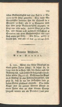 Neunter Abschnitt. Vom Pendel.