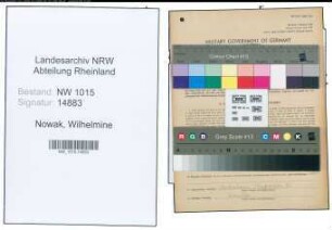 Entnazifizierung Wilhelmine Nowak , geb. 09.01.1899 ()
