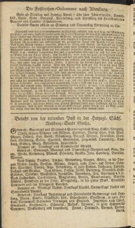 Bericht von der reitenden Post in der herzogl. Sächs. Residenz-Stadt Gotha.
