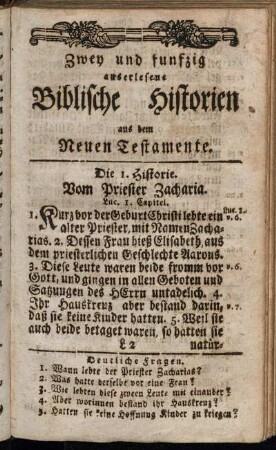 Zwey und funfzig auserlesene Biblische Historien aus dem Neuen Testamente.