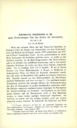 Aetosaurus crassicauda n. sp. nebst Beobachtungen über das Becken der Aetosaurier