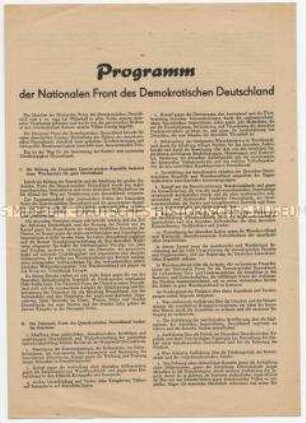 Sonderdruck mit dem Programm der Nationalen Front für die weitere politische, wirtschaftliche und kulturelle Entwicklung nach dem 10. Jahrestag der DDR