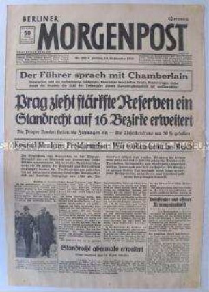 Tageszeitung "Berliner Morgenpost" zur Eskalation der Spannungen um das Sudetenland