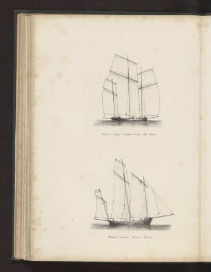 English Lugger running before the Wind. French Coaster Chasse Maree.
