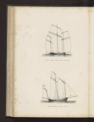 English Lugger running before the Wind. French Coaster Chasse Maree.