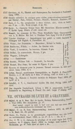 VII. Ouvrages de luxe et à gravures