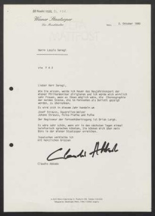 Brief an László Seregi, 03.10.1990