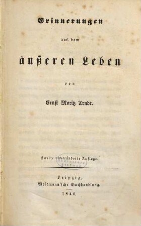 Erinnerungen aus dem äußeren Leben
