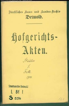 Stübber, Christoph in Blomberg gegen Matthias Fettes Witwe in Blomberg - Schuldforderung
