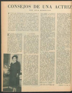 Consejos de una actriz