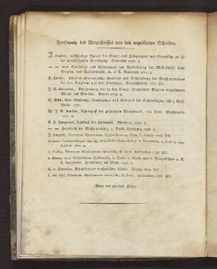 Fortsetzung des Verzeichnisses von den angeführten Schriften