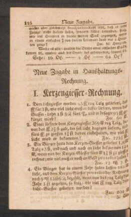 Neue Zugabe in Haushaltungs-Rechnung
