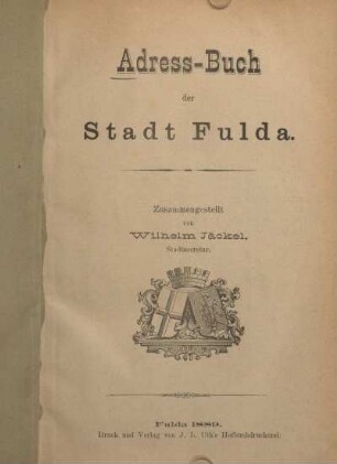 1889: Adreßbuch der Stadt Fulda