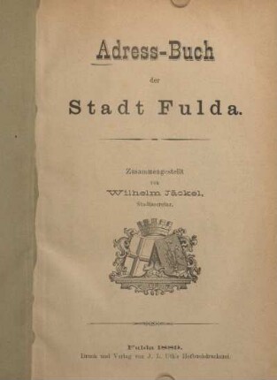 1889: Adreßbuch der Stadt Fulda