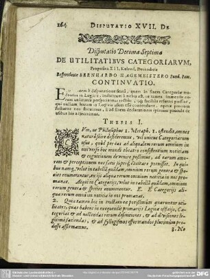 Disputatio Decima Septima De Utilitatibus Categoriarum