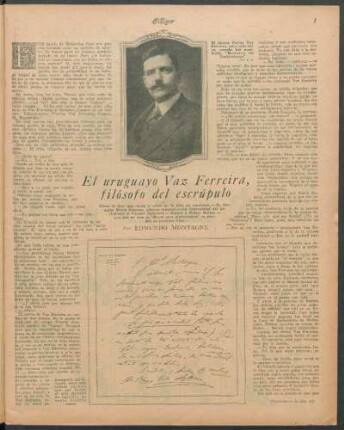 El uruguayo Vaz Ferreira, filósofo del escrúpulo