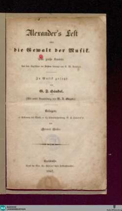 Alexander's Fest oder die Gewalt der Musik : eine grosse Kantate