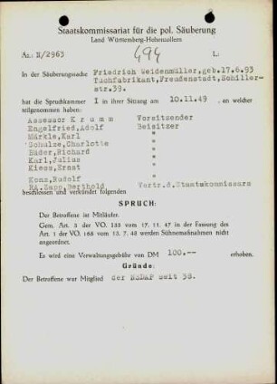 Weidenmüller, Friedrich
