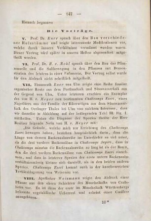 Apotheker Weismann: Vorzeigung des Abdrucks einer Pflanze im Muschelkalk von Crailsheim