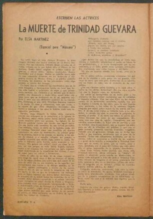 La Muerte de Trinidad Guevara : Escriben las actrices - (Especial para "Máscara")