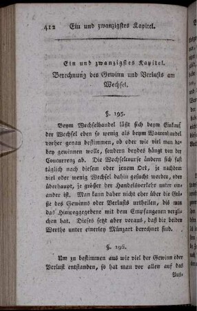 Ein und zwanzigstes Kapitel. Berechnung des Gewinn und Verlusts am Wechsel.