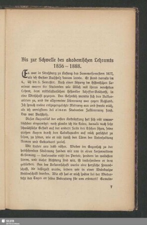 Bis zur Schwelle des akademischen Lehramts 1856-1888