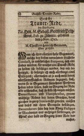 Sechste Trauer-Rede.