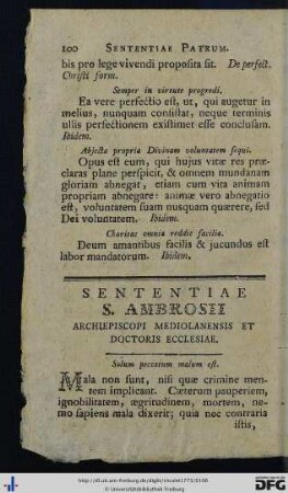 Sententiae S. Ambrosii.